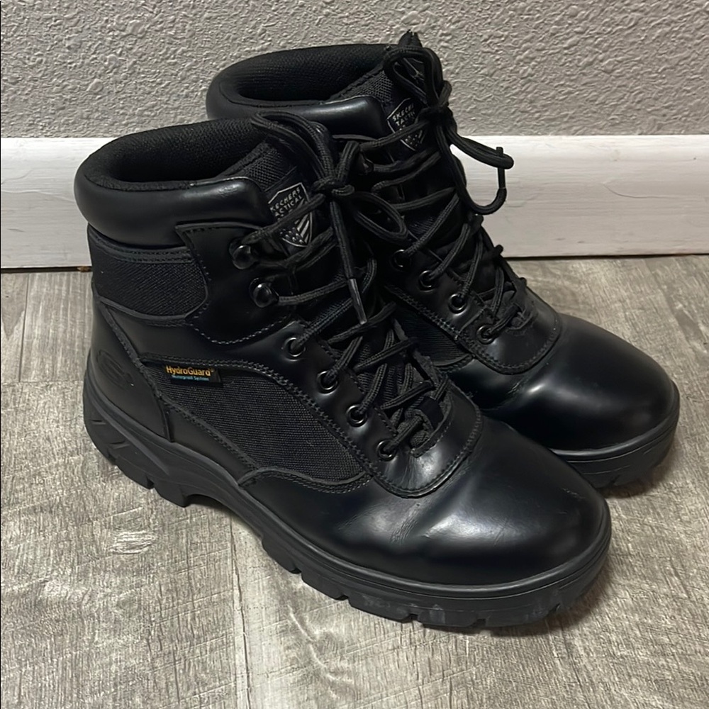 Skechers Men's Black Tactical Lace-Up Work Boots - Picture 2 of 13